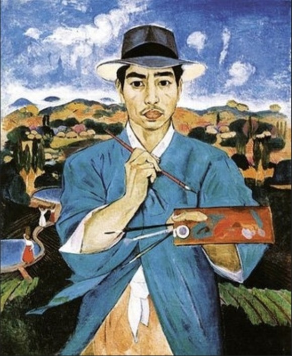 이쾨대, &lt;푸른 두루마기를 입은 자화상&gt;, 유화, 1948-49년 무렵