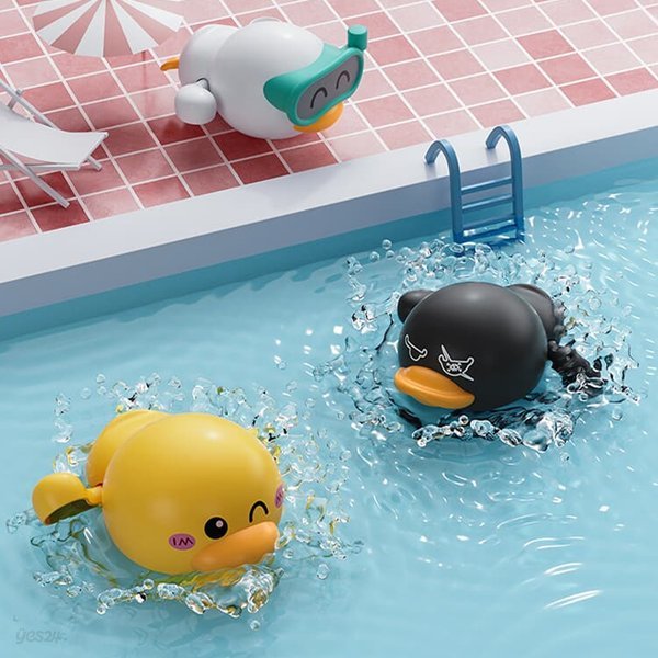 키저스 오리삼총사 유아용 아기 태엽 물놀이 목욕놀이장난감 유아목욕용품