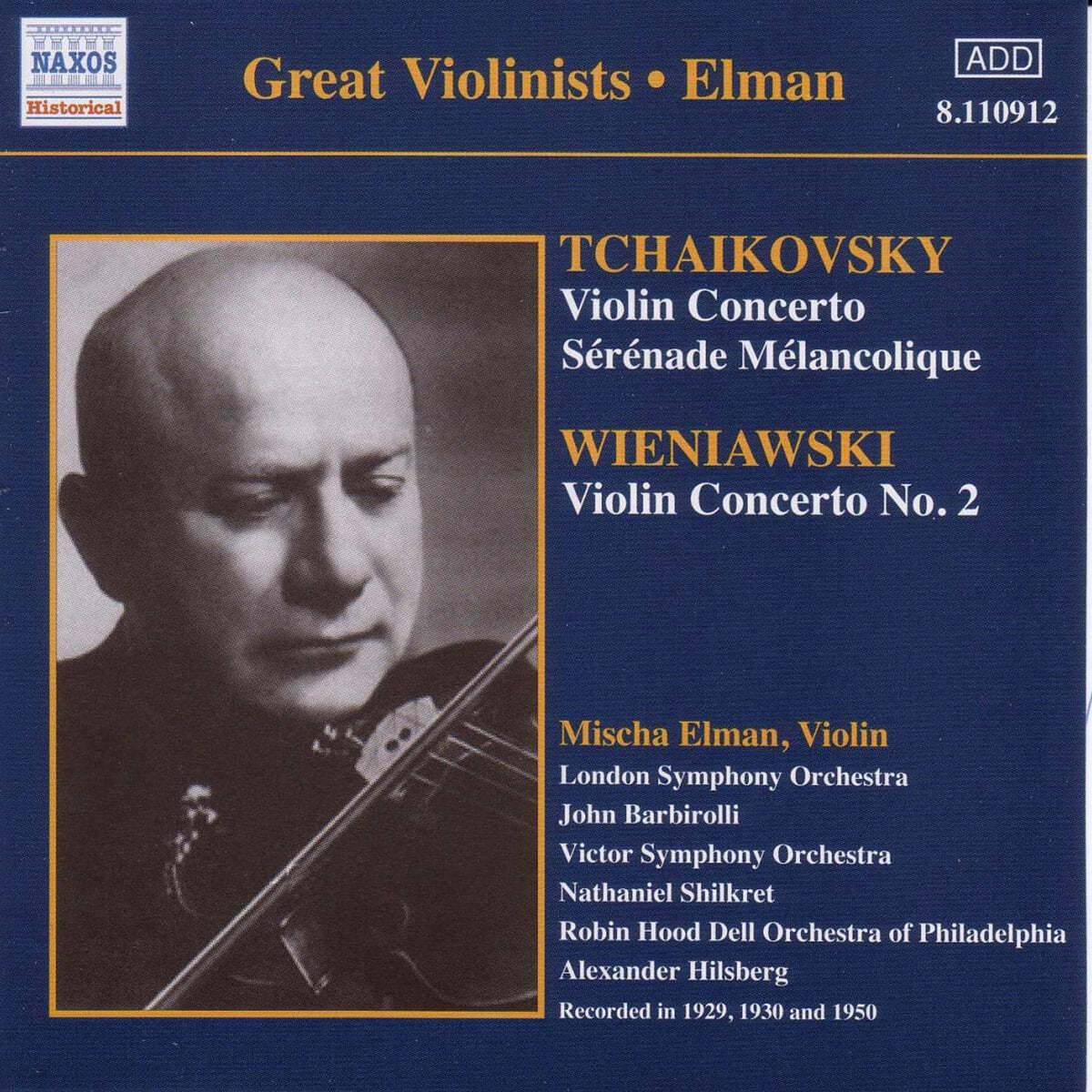 Mischa Elman 차이코프스키 / 비에니아프스키: 바이올린 협주곡 (Tchaikovsky / Wieniawski: Violin Concertos) 