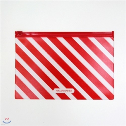 [rollercoaster] Pattern Clear Pouch-Red Strip...