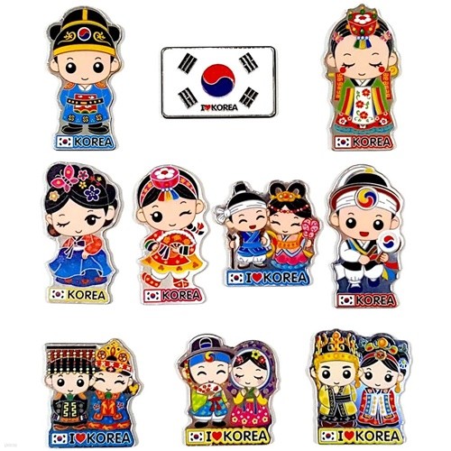한국 유명관광지 전통캐릭터 아크릴 냉장고자석(8개묶음)