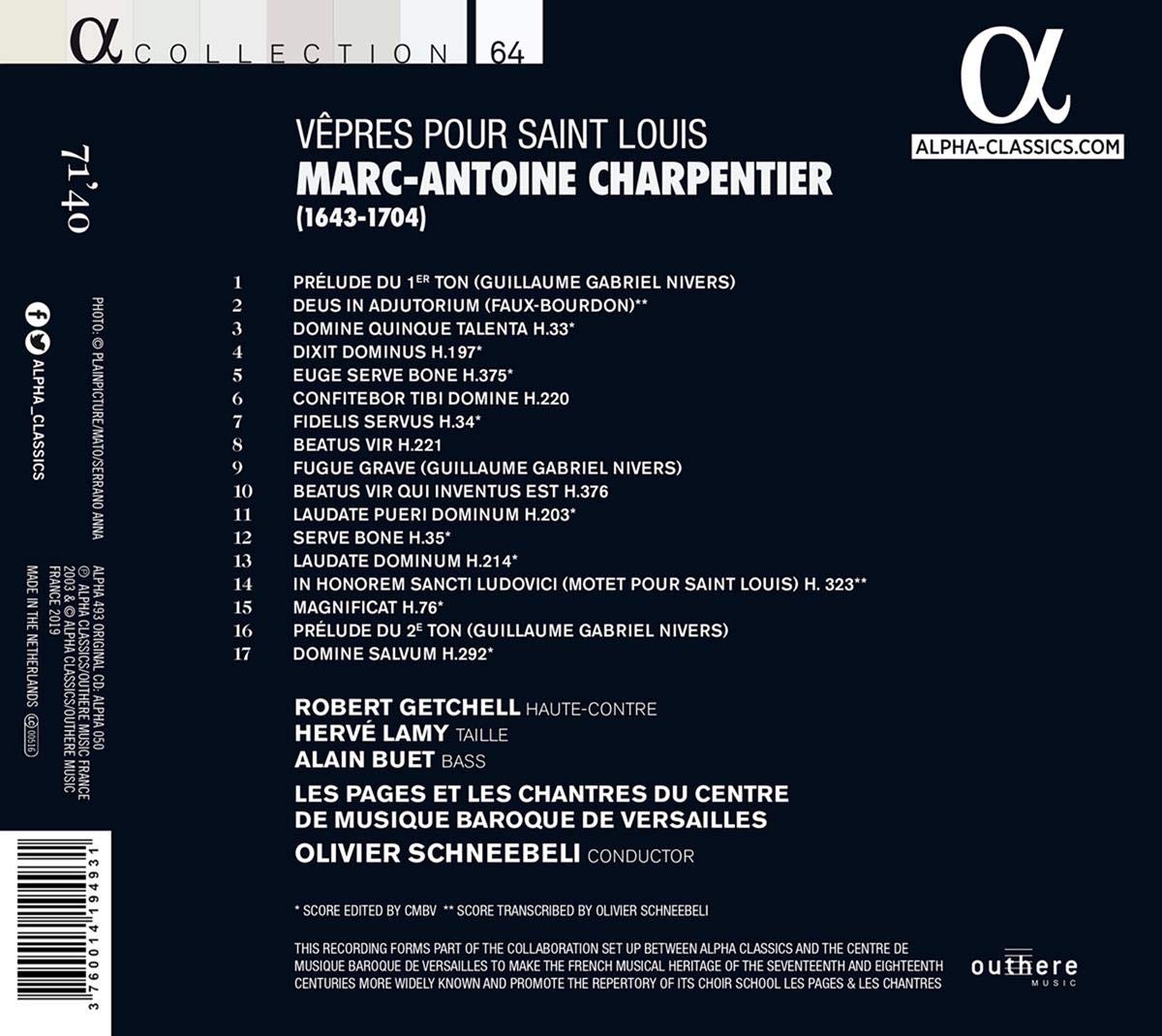 Olivier Schneebeli 샤르팡티에: 성 루이를 위한 저녁기도 (Marc-Antoine Charpentier: Vepres pour Saint Louis) - YES24