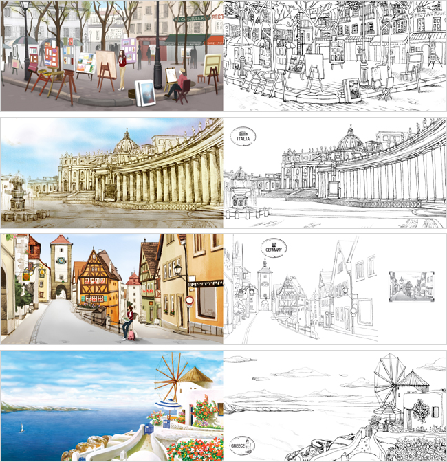 Travel to Mind 안티 스트레스 내 마음으로의 여행 /힐링아트 스케치 컬러링북 상세이미지