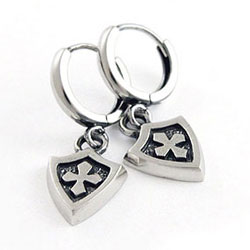 cross shild silver earring