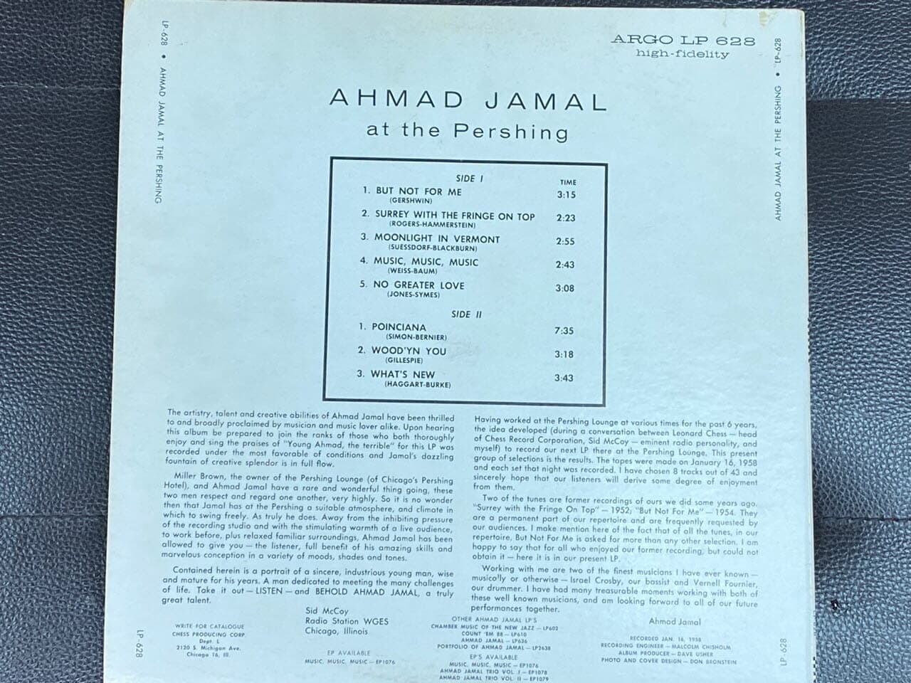 Lp Ahmad Jamal Trio Ahmad Jamal At The Pershing