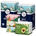 [10주년기획특가]한예지 클린앤소프트 버진천연펄프 30M 30롤 2팩 + 캐릭터 미용티슈 200매 3입 + 셰프키친타올 130매 6롤