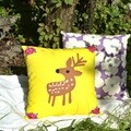 Ahjung cushion cover-flower deer