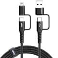 4in1 멀티 고속충전케이블 60W PD C타입USB 5핀8핀 페브릭 케이블 애플 맥북 아이패드 갤럭시탭 UMCA-4in1-60W