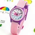 큐앤큐 파스텔 핑크 퍼플 아날로그 캐주얼 고래 캐릭터 방수 학습 핑크 고래 어린이시계 VS59J-001Y