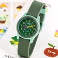 큐앤큐 올리브 민트 아날로그 캐주얼 로봇 캐릭터 방수 학습 어린이시계 VS59J-006Y