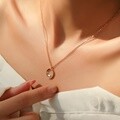 크리스탈 오션 써클 하프문 목걸이 2color