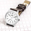 큐앤큐 심플 소프트 수능 시험 학생 공무원 브라운 방수 가죽 손목시계 V00A-009VY