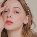 제이로렌 화이트 그린 스퀘어 큐빅 드롭 귀걸이 M03796