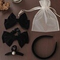블랙 벨벳 헤어 파우치세트 4SET