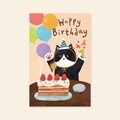 [캘리그라피카드] HH2301 - HAPPY BIRTHDAY-cat 생일카드