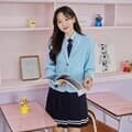 베이비 블루 화이트라인 여자 자켓 교복 학생복