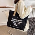 룩앳걸 캔버스 레터링 여성 데일리 숄더 에코백 2color