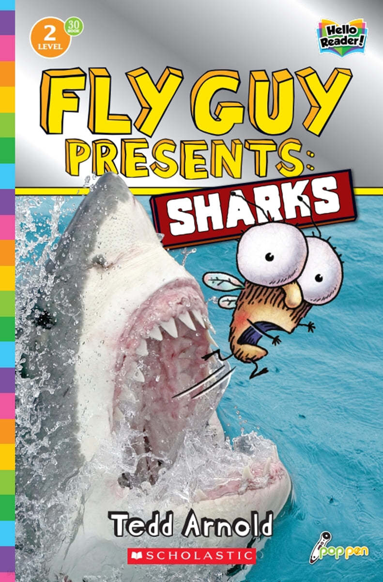 Scholastic Hello Reader Level 2 #30: Fly Guy Presents: Sharks (Book + StoryPlus QR)