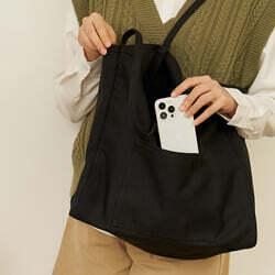 [예스굿즈]빅 에코백 숄더백 캔버스 보부상 여행 보조 가방(블랙)