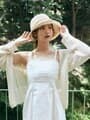 어클렛 여성 라탄 넓은 주름 벙거지 햇 H006 BEIGE