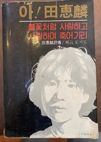 1982년 초판 아! 전혜린 - 불꽃처럼 사랑하고 사랑하며 죽어가리