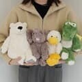 북극곰 코끼리 오리 악어 애착 인형 [4종 안고자는 복슬 동물 귀여운 곰돌이 곰 공룡 베어 수면 털 쿠션]