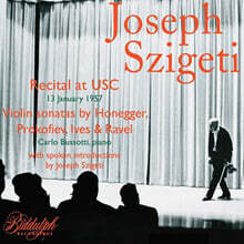 Joseph Szigeti 요제프 시게티 바이올린 소나타 연주집 - 프로코피예프 / 아이브스 (Recital at USC)