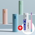 파스텔 휴대용 치약칫솔세트 샤워타올 포함 여행용 외출용 사무실용 보관함