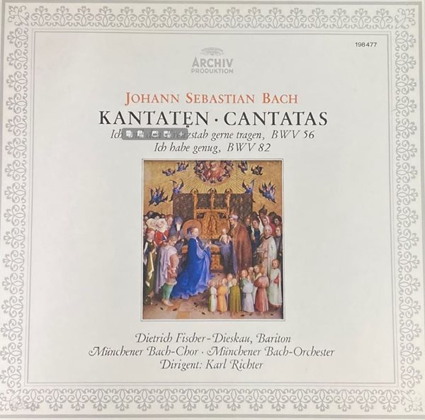 [LP] 디트리히 피셔 디스카우 - Dietrich Fischer-Dieskau - Bach Kantaten Cantatas BWV56 , BWV82 LP [독일반]