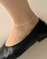 [925 Silver] Flower anklet L 19