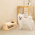 [레토] 원목 강아지 밥그릇 고양이 물그릇 식탁 식기 세트 (LCA-WH02)