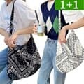 1+1 페이즐리 보부상가방 여성 여름숄더백 에코백 면소재 가벼운 휘뚜루마뚜루 여행크로스백