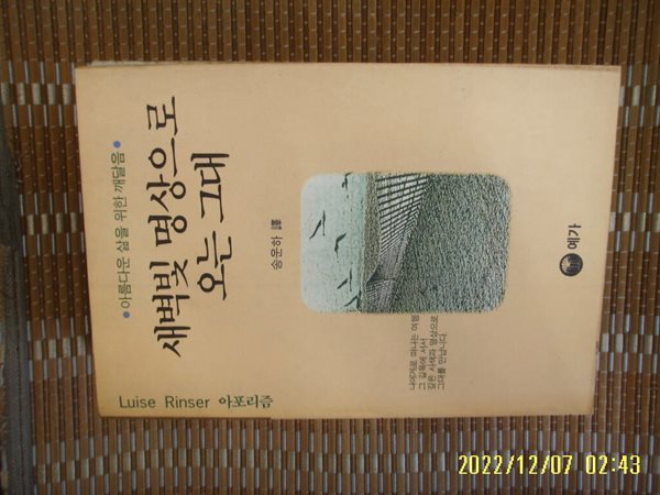 예가 / 루이제 린저. 송운하 역 / 새벽빛 명상으로 오는 그대 -90년.초판. 꼭 상세란참조