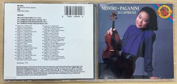 (수입CD) Paganini : 24 caprices / midori / CBS / 상태 : 상 (설명과 사진 참고)