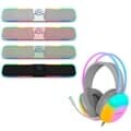 지클릭커 슈퍼히어로 G-SHOT GBS10 RGB 블루투스 화이트 사운드바 ＋ 오로라 RGB 게이밍 헤드셋 화이트 세트