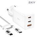 [케이블 세트] 스카이 필 접지 GaN 65W PD 멀티 3포트 초고속 충전기+60W CtoC 케이블 GE10