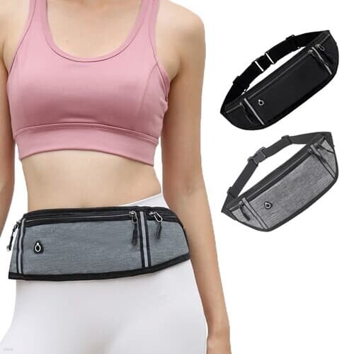쓰리포켓 러닝벨트 마라톤 힙색 캔버스 조깅 등산 운동 슬링백 허리가방 ODM-RUNBELT4