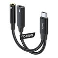 60W PD 고속충전겸용 AUX to USB C타입 이어폰 듀얼젠더 GD20