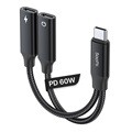60W PD 고속충전겸용 USB C to C타입 이어폰 듀얼젠더 GD19