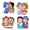 한국전통 커플캐릭터 러버 냉장고자석(4개)/한국관광 외국인선물, 교환학생 선교회 유학생 홈스테이 외국친구들선물/민속기념품, 공예품, 민예품/Korean souvenirs