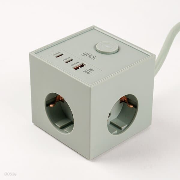 지클릭커 파워마스터 큐브 3구 고용량 4000W USB 출력 멀티탭 LP762CPD 그린
