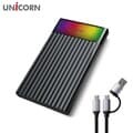 유니콘 USB3.2 Gen1 2.5인치 HDD SSD 외장하드케이스 컬러LED A+C타입젠더 슬라이딩결합 HSD-V10
