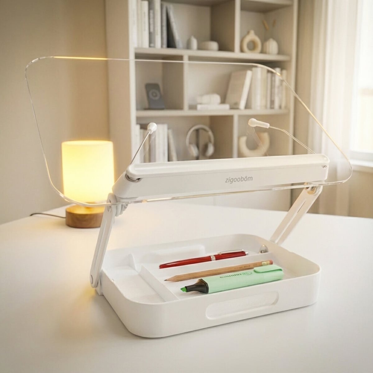 ★입점특가★지구봄 수납형 투명 높이조절 독서대 고정형(일반형)