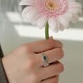 바이데이지 스퀘어 시베리안 쿼츠 실버 반지 Br0373