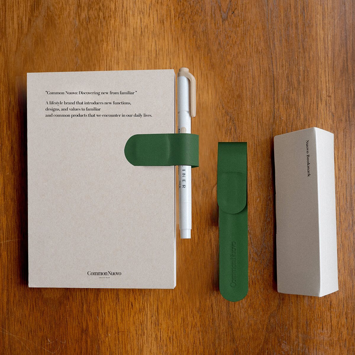 누보 북마크 소가죽 펜홀더 자석 책갈피