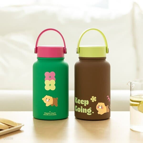 카카오프렌즈 춘식이 투톤 핸들 텀블러 보온 보냉 대용량 물병 스텐 물통 670ml