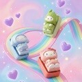 산리오 캐릭터즈 헬로키티 시나모롤 포차코 피규어 2구 키캡키링 키보드키링 클리커 딸깍이