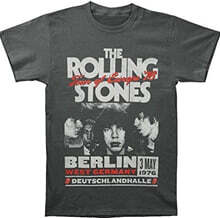 Rolling Stones (롤링 스톤스) - Tour of Europe '76 Berlin West Germany T-shirt - Large Charcoal