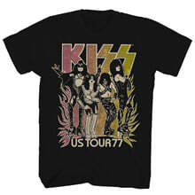 Kiss (키스) - US Tour '77 Gradient T-Shirt - Large Black