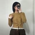 여성 레이스 허리 끈 니트 티 가디건 [레이스일체형 3color 레이어드 리본 프릴 라운드 여자 카디건 러블리 빈티지 룩]